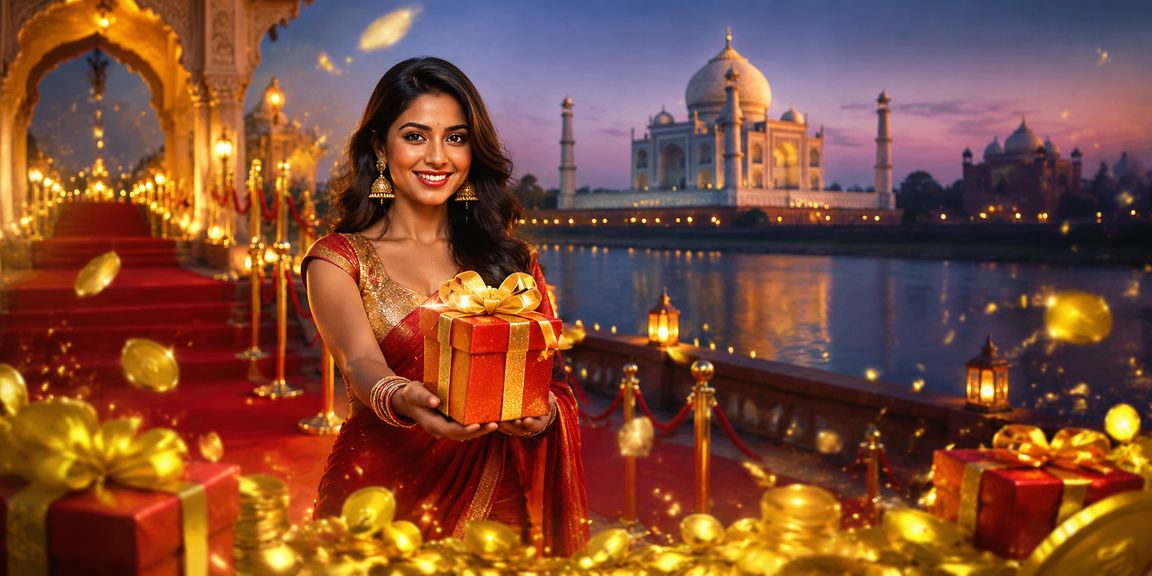 Festive casino promotion banner with traditional Indian motifs